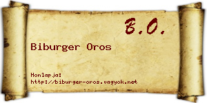 Biburger Oros névjegykártya